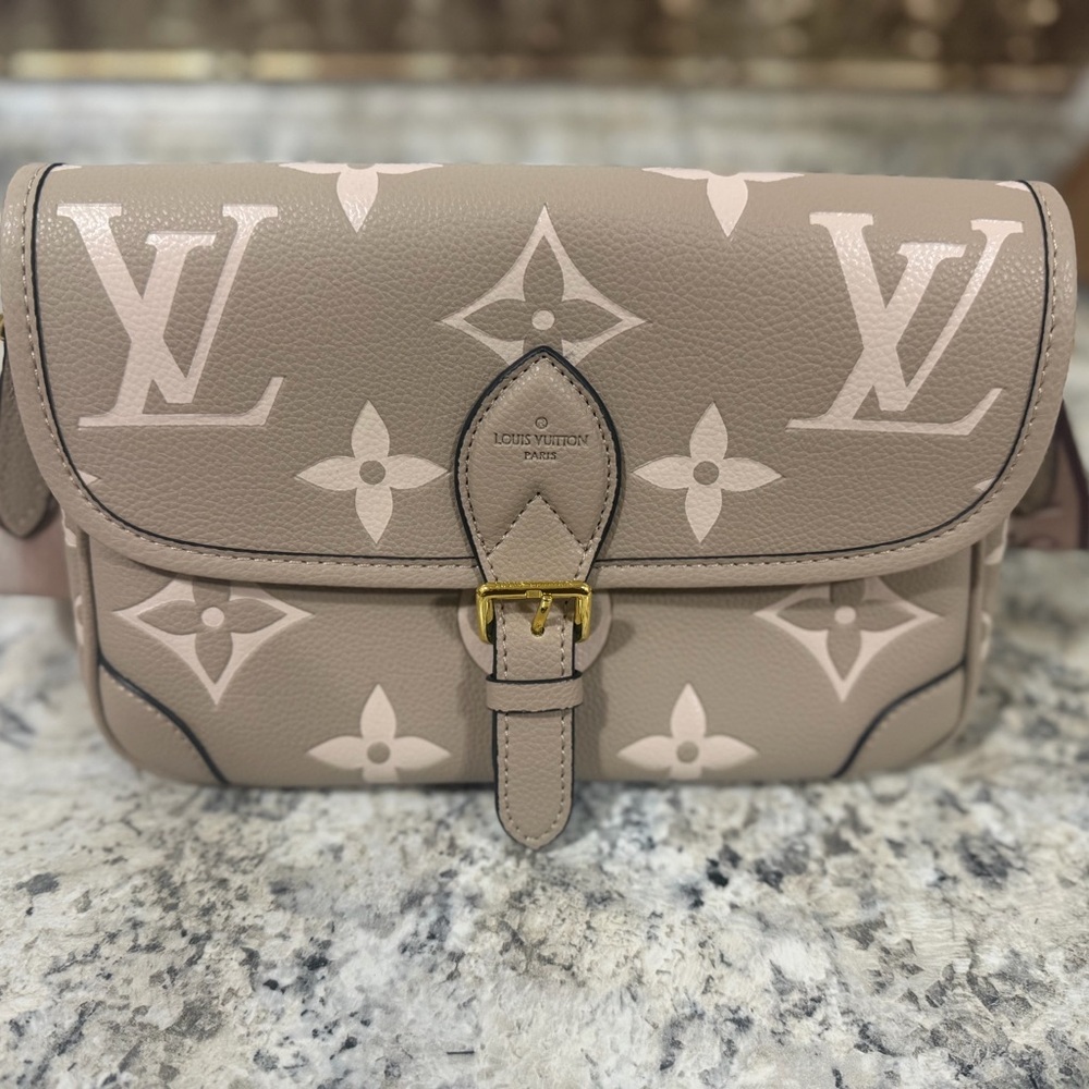 Louis Vuitton Taupe and Pink Monogram Crossbody Bag